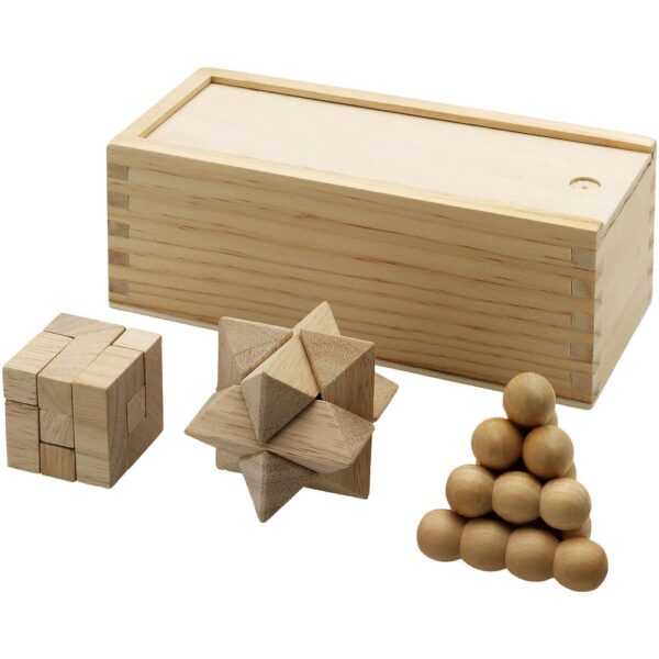 3-piece wooden brain teaser set