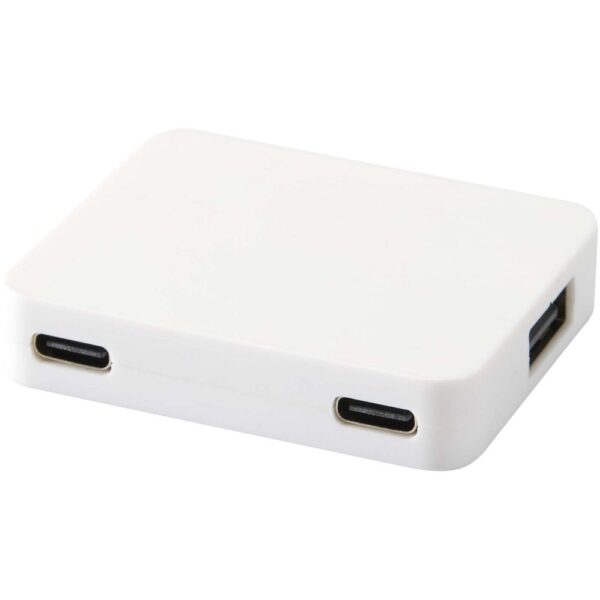 4-port USB hub with USB-A and Type-C output and dual input - made from recycled plastic