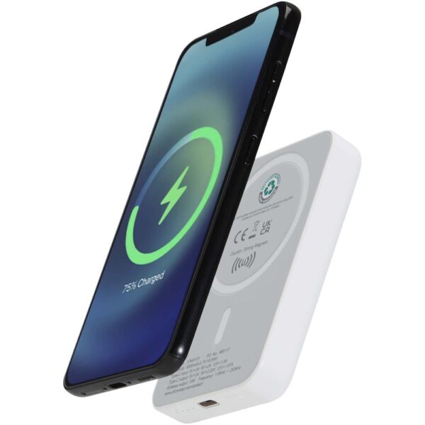 5000 mAh 15W magnetic wireless power bank with 20W PD - made from recycled plastic