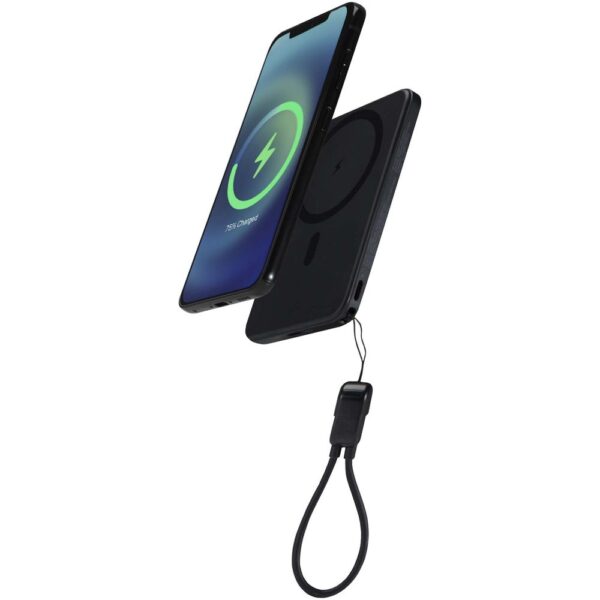 5000 mAh recycled plastic magnetic power bank with lanyard