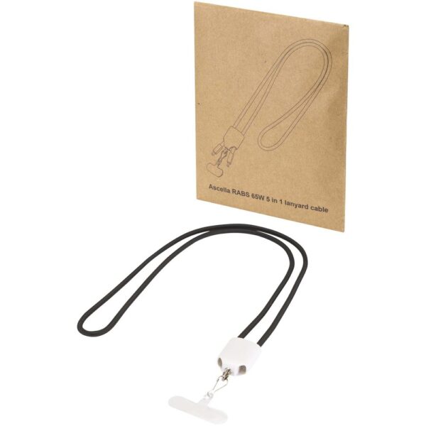 65W 5-in-1 recycled plastic lanyard charging cable