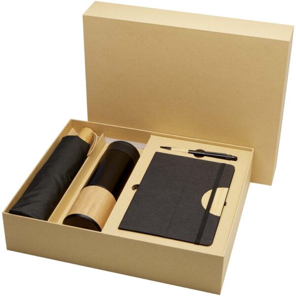 A5 hard cover notebook and ballpoint pen gift set (black ink)