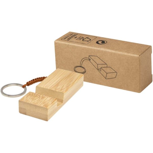 Bamboo phone holder with keychain