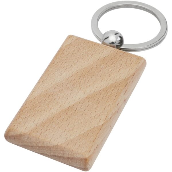 Beech wood rectangular keychain