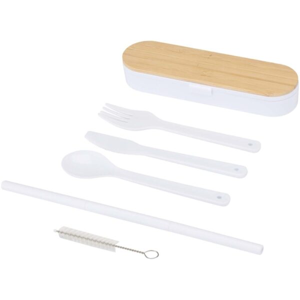 Cutlery set with bamboo lid