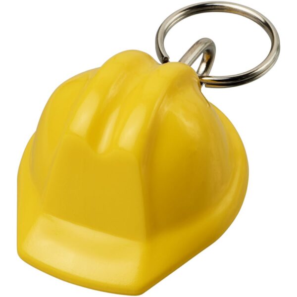 Hard hat-shaped recycled keychain