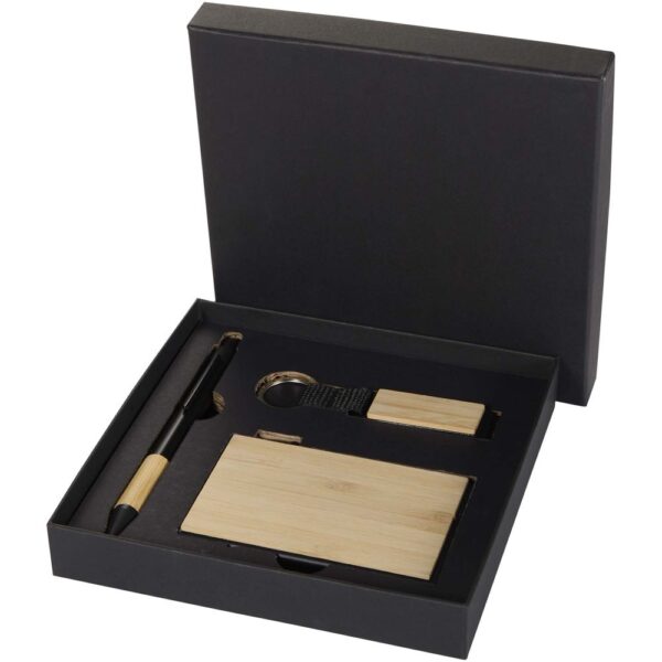 RCS recycled aluminium ballpoint pen, keychain and RFID card holder gift set