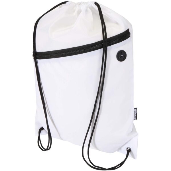 RPET drawstring bag with zipped front pocket 5L
