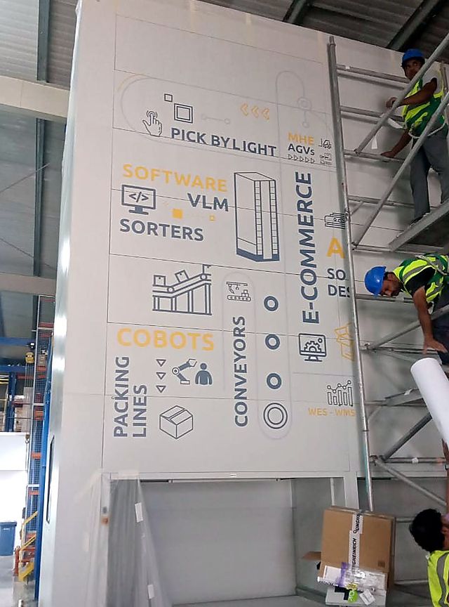 Installed from scaffolding – Logistics company · on-site installation